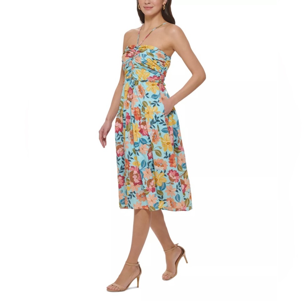Vince Camuto Floral Halter-Neck Cutout Midi Dress - NWOT size 12